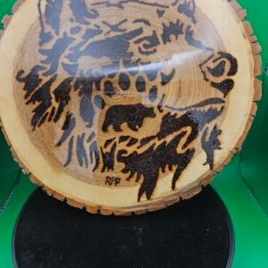 Bear On Basswood Slice With Epoxy Finish