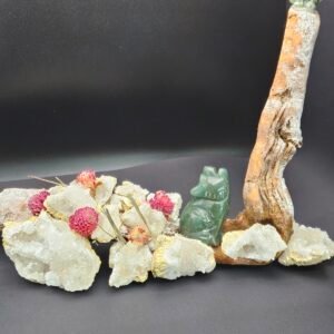 Green Adventurene Wolf With Owl And Geode Pieces