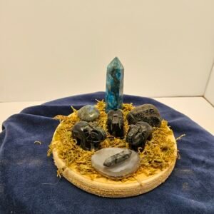 Obsidian elephants and tower