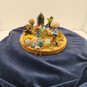 gnome village with tower and mushroom