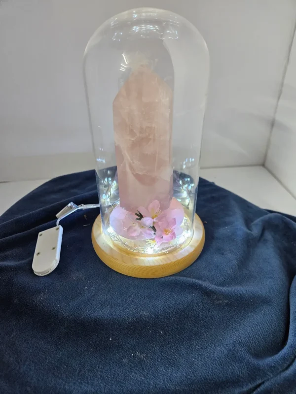 Rose quartz chunky tower in lighted dome