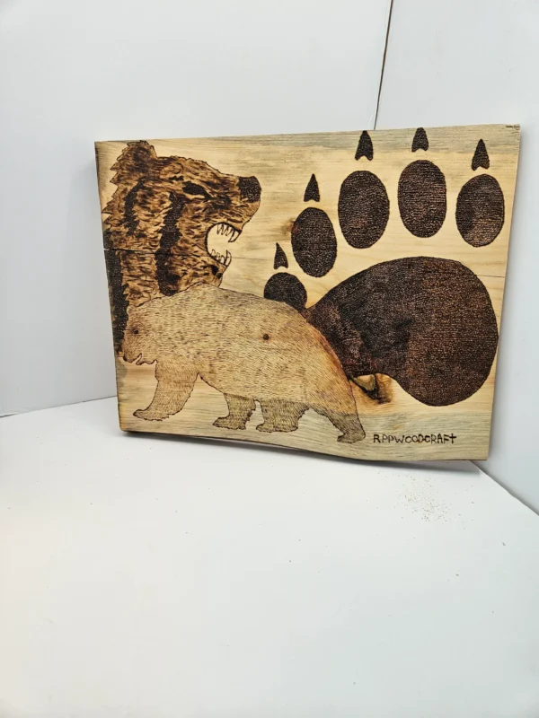 Woodburn bears on live edge pine