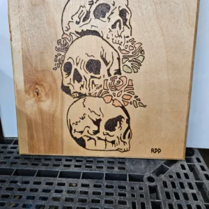 Woodburn art skulls